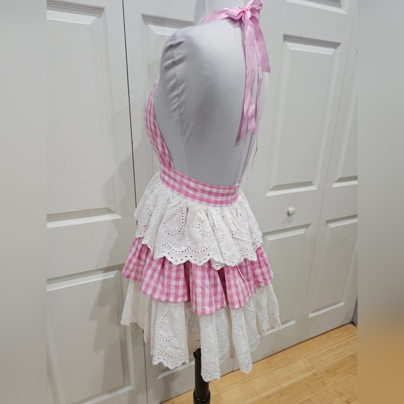 ~SOLD~ Dolls Kill Sugar Thrillz Pink Gingham Tiered Halter Smore Sweetness Dress - Picture 7 of 10